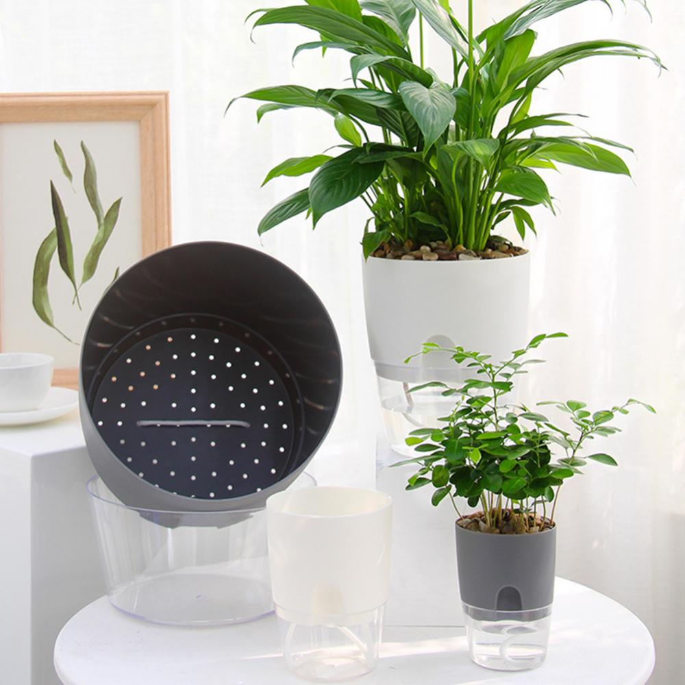 Clear Automatic Water Absorption Self Watering Hydroponic Flower Pot Planter Home Office Decorative