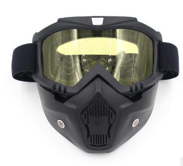 Máscara de polvo de cara de motocicleta desmontable gafas de Motocross Filtro de boca para Cafe Racer Modular Open Face Moto Vintage cascos: Dorado