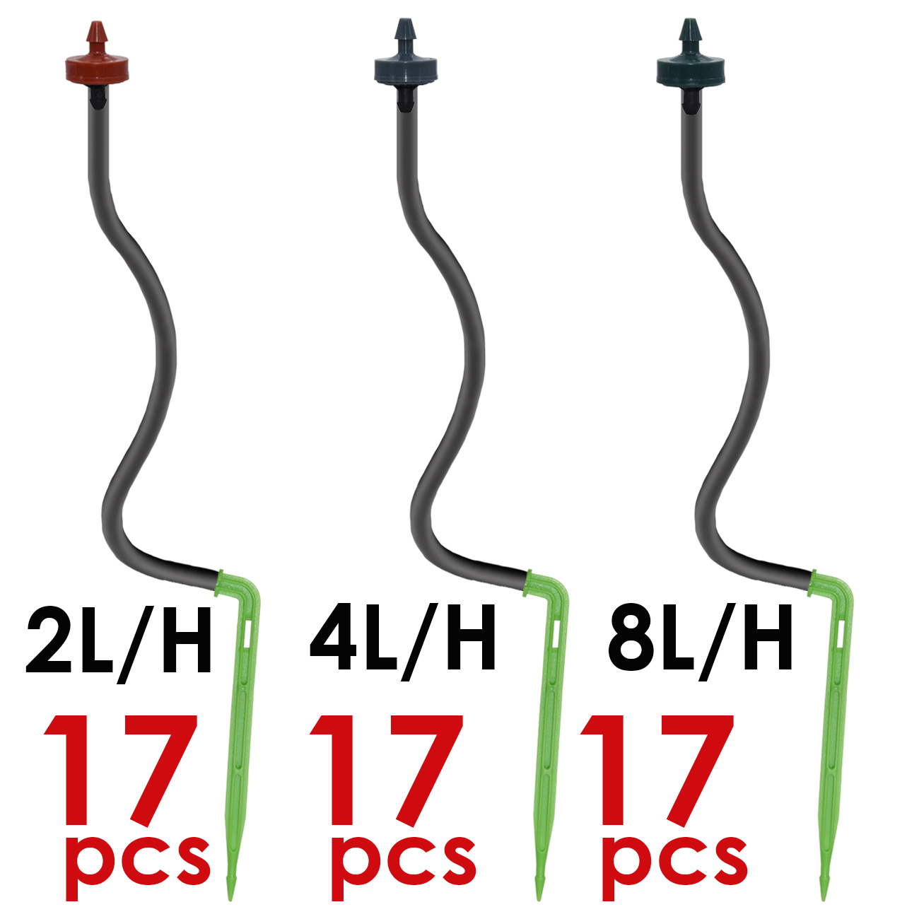 KESLA invernadero 50 Uds riego por goteo 2L/H 4L 8L goteros de flecha curva Kit de sistema de riego de jardín manguera de 3/5mm para herramientas de macetas: Borgoña