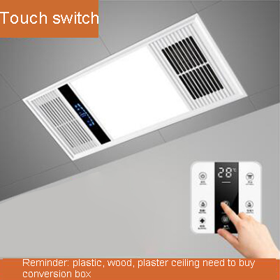 DMWD LED Bath Heater Ceiling Light Bathroom Ventilator Exhaust Fan &Cold Wind Rapid Heating Stove Radiator Warmer Extractor: touch switch white