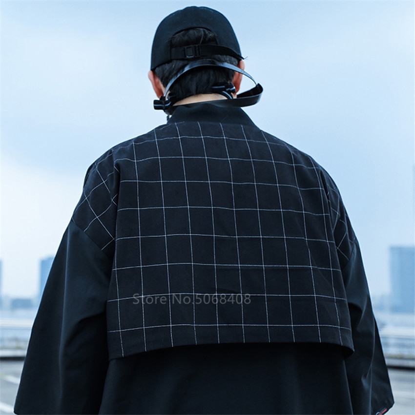 Style japonais Haori hommes samouraï Costume Harajuku Kimono Cardigan Plaid Yukata manteau pansement fête femmes Streetwear fête