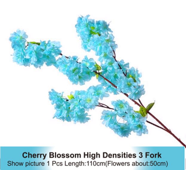 Vigne de cerisier artificiel, fausse fleur de cerisier, tige d'arbre Sakura pour événement, décoration d'arbre de mariage: blue