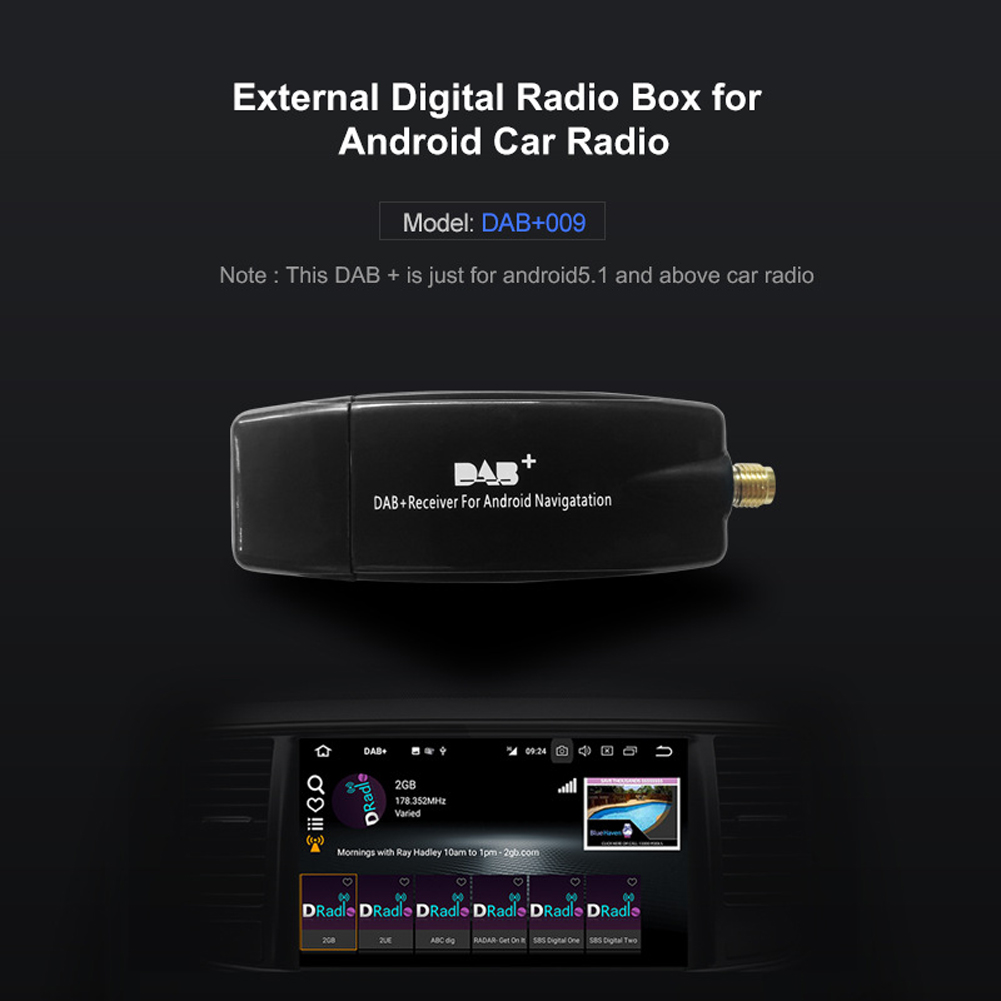 Auto Dab + Digitale Radio Box Dab + Ontvanger Antenne Antenne Usb Interface Auto Dab + Doos Draagbaar Voor Android 5.1 En Boven Autoradio