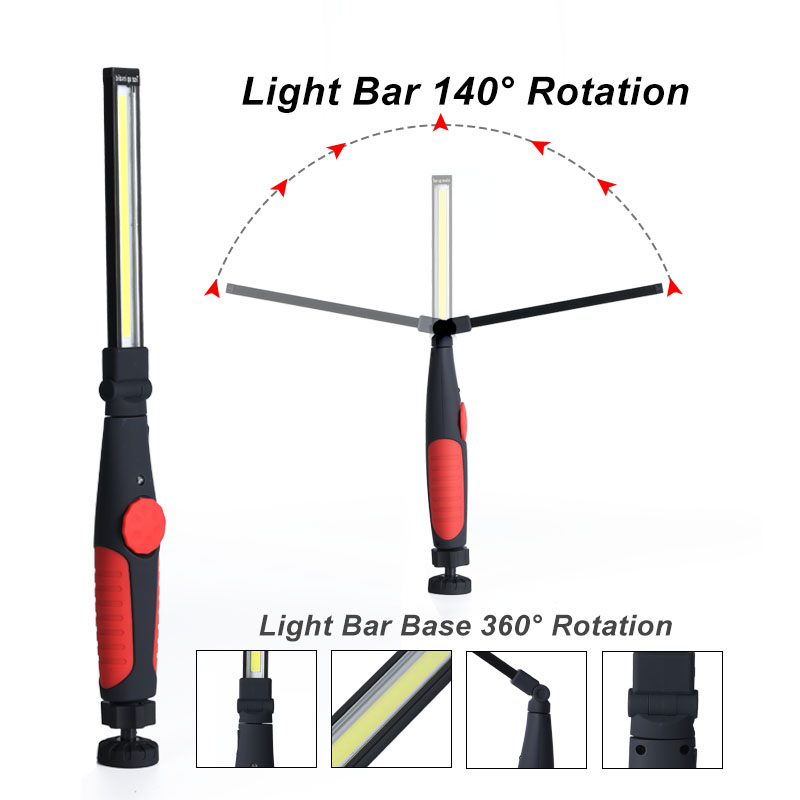 Lampe de poche pliante à Led pour le travail, bande Rechargeable, lumière d&#39;inspection magnétique, atelier de réparation de voiture, éclairage de torche, 1/3/6 paquets