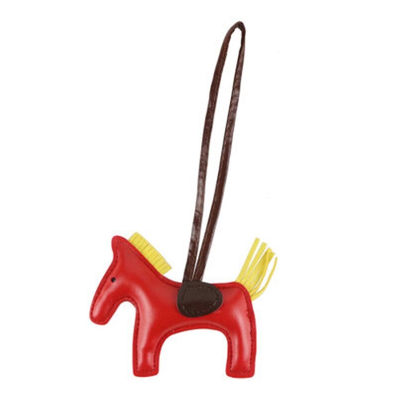 Beroemde Luxe Handgemaakte Pu Leer Paard Sleutelhanger Animal Sleutelhanger Vrouwen Bag Charm Hanger Accessoires Sieraden