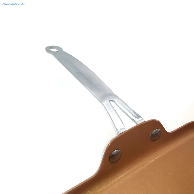 Sweettreats Square Nonstick Copper Ceramic Griddle Pan 11-Inch Nonstick Copper Ceramic Coating Pan With Stainless Steel Handle