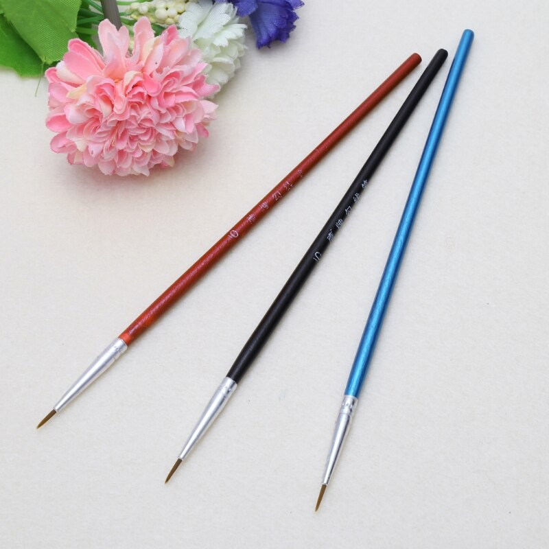 10Pcs Nylon Hair Brush Hook Line Pen Artist Watercolor Acrylic Painting Drawing L4MB