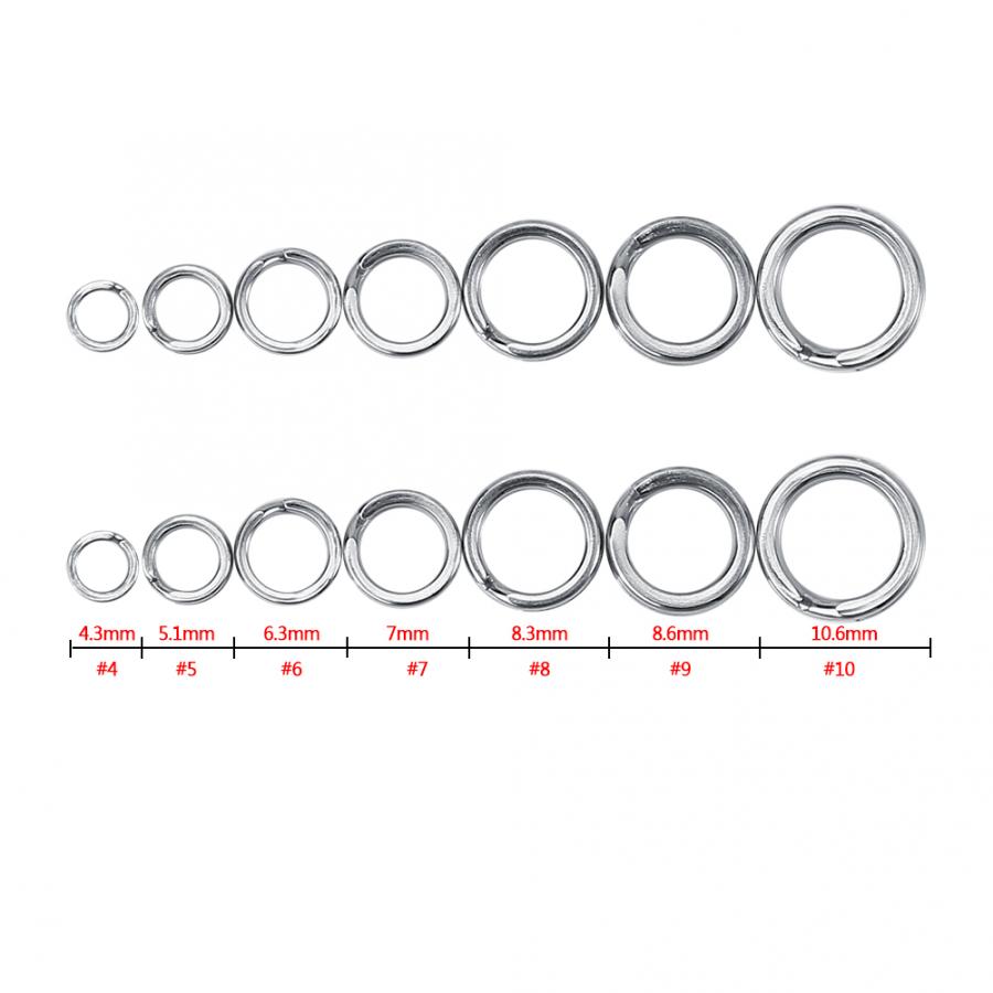 50/100 st fiskeringar dubbla delade ringar i rostfritt stål förstärker solid ringlock förbindande ringfiskeverktyg