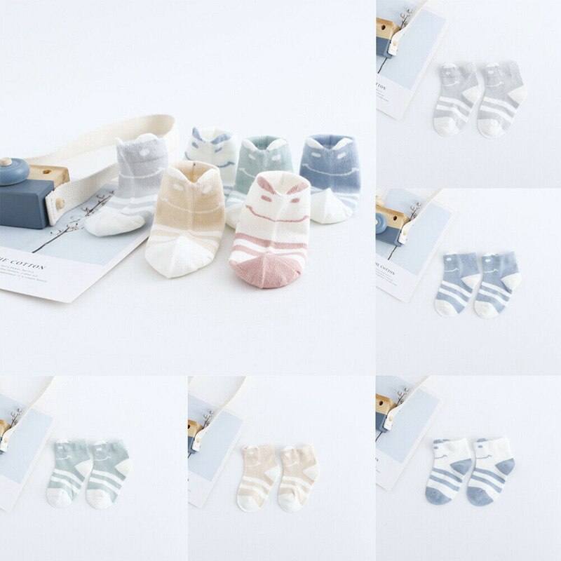 2Pairs Winter Warm Cartoon Baby Kid Casual Sport Sokken Katoen Gestreepte Multi-color Zachte Naadloze Teen Sokken Kinderen mini sokken