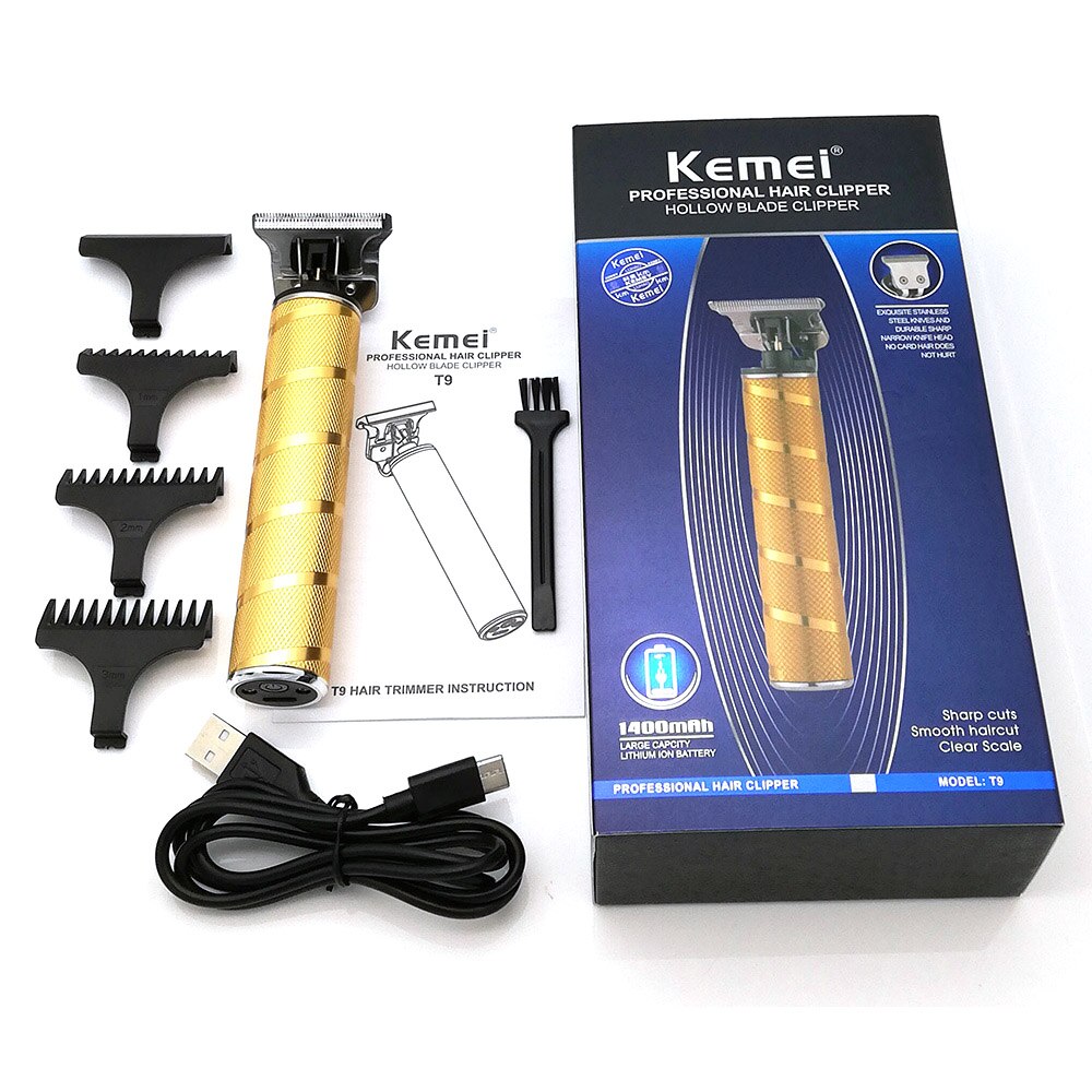 Kemei T9 Pro Li T-Outliner Skeleton Heavy Hitter Cordless Trimmer Men 0mm Baldheaded Hair Clipper Finish Hair Cutting Machine