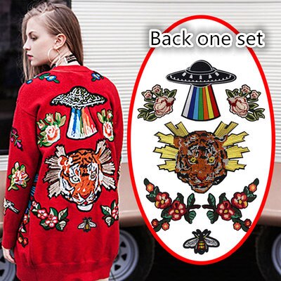19 stuk Borduren mode grote konijn tijger patches van trui kleding DIY craft decoratie patch: Back