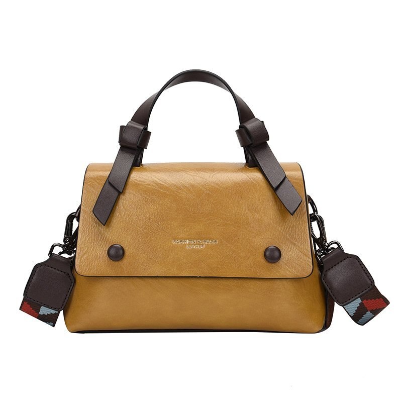 Damväska enkel ren färg mjukt läder avslappnad trend dam handfrakt axelväska mångsidig crossbody väska