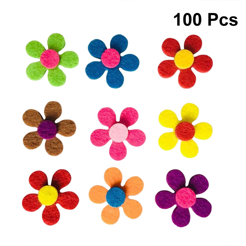 100 Uds. Hermosas flores de fieltro de cinco pétalos hechas a mano para bolsas de escritorio suministros de decoración costura hecha a mano: Default Title