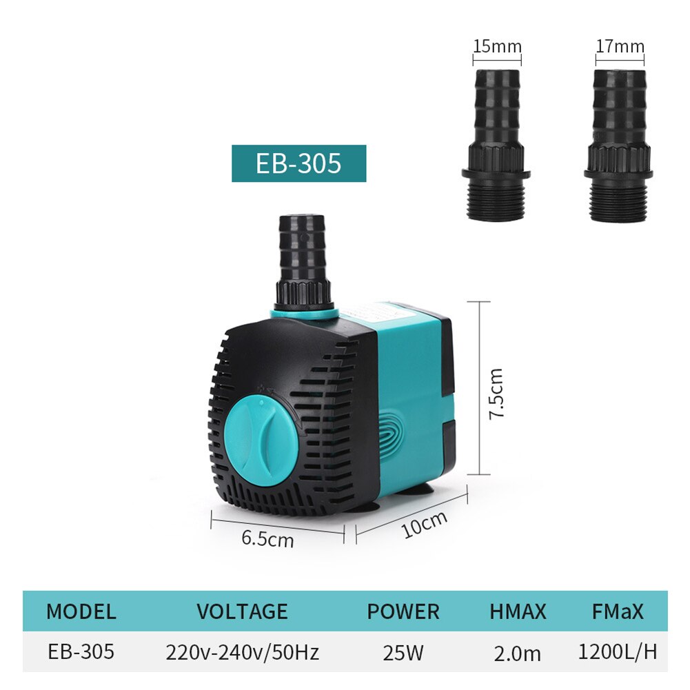 Pompe à eau pour Aquarium 220-240V, Ultra silencieuse, filtre pour Aquarium, pompe Submersible pour fontaine d'eau d'étang 3W 6W 10W 15W 25W: US plug / 10W