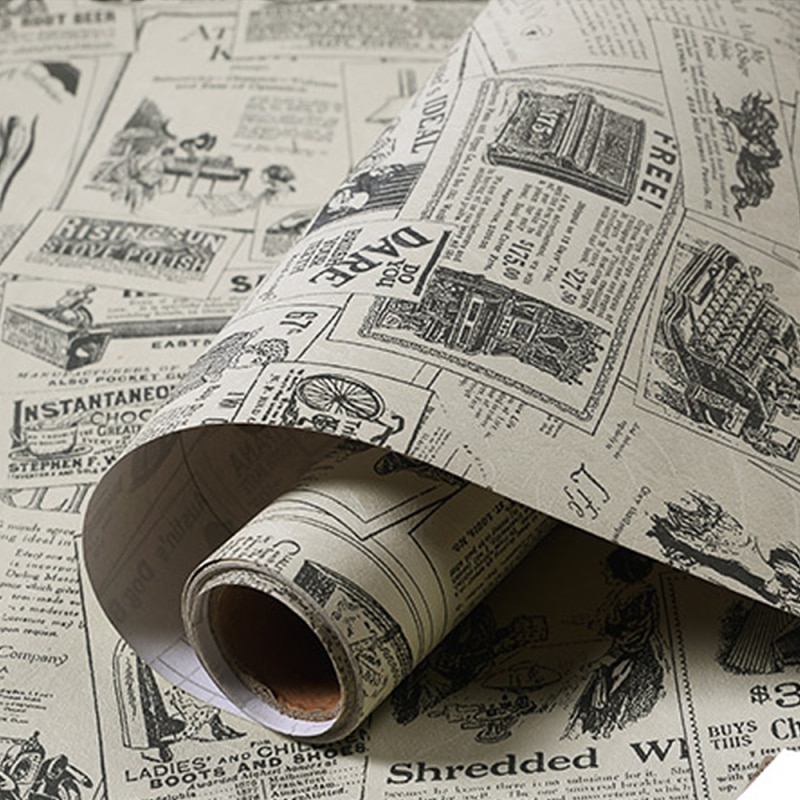 100 x 53cm vintage avis tapet pvc selvklæbende hjem renovering væg klistermærke skab bord diy dekoration materiale