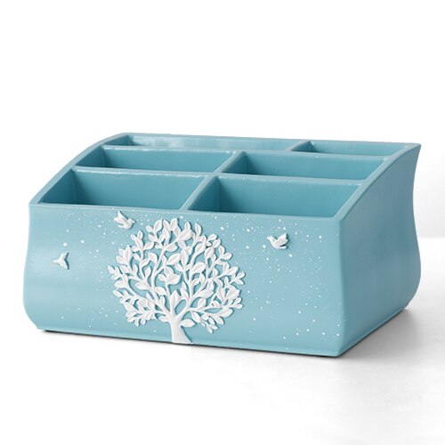 Domu biura na biurko wielu funkcjonalne przechowywanie pudełko monitor pilotem stoisko Organizer na biurko stół biurowy akcesoria organizacja domu robić przechowywania: 6 Cells  niebieski