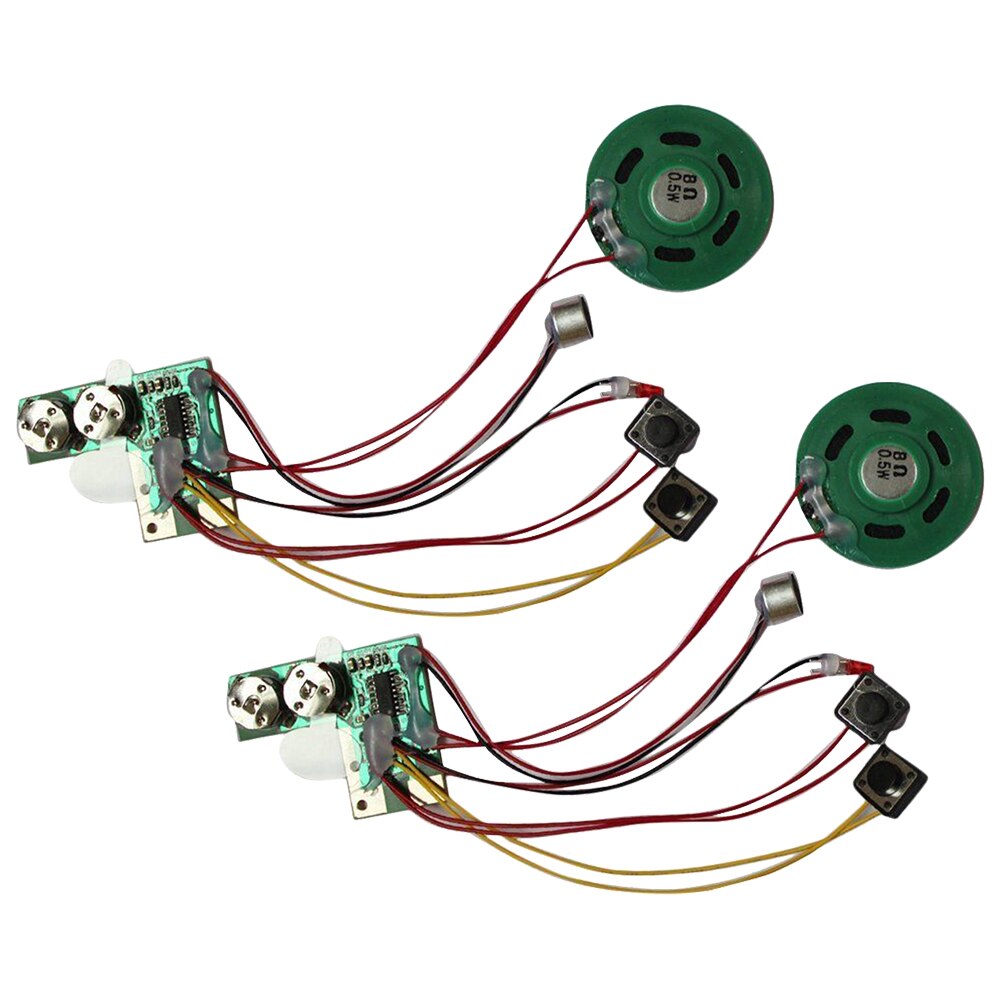 2 Pcs Musical Recordable Black DIY RF Battery Powered 10 Seconds Talk Chip Voice Module Easy Operate Sound Greeting Card