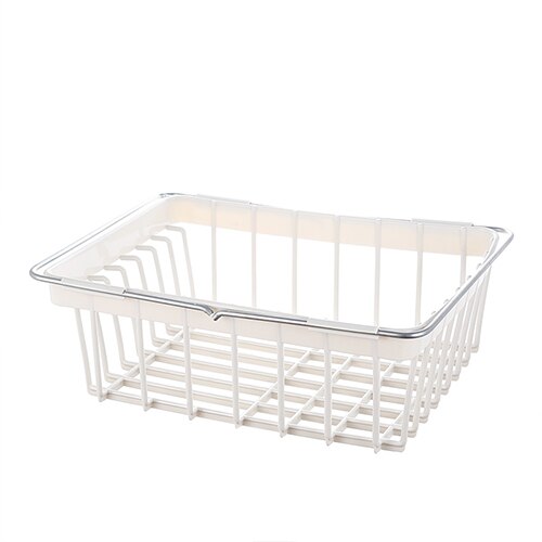 Telescopic sink drain rack plastic kitchen dish rack bowl chopsticks rack household vegetable storage rack WY527: white