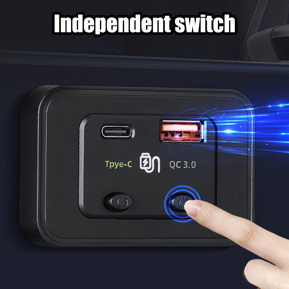 Cargador de teléfono para coche, RV, casa, Camper, caravanas, luz LED tipo C + QC3.0, puerto USB A, adaptador de cargador rápido para coche de 12V/24V