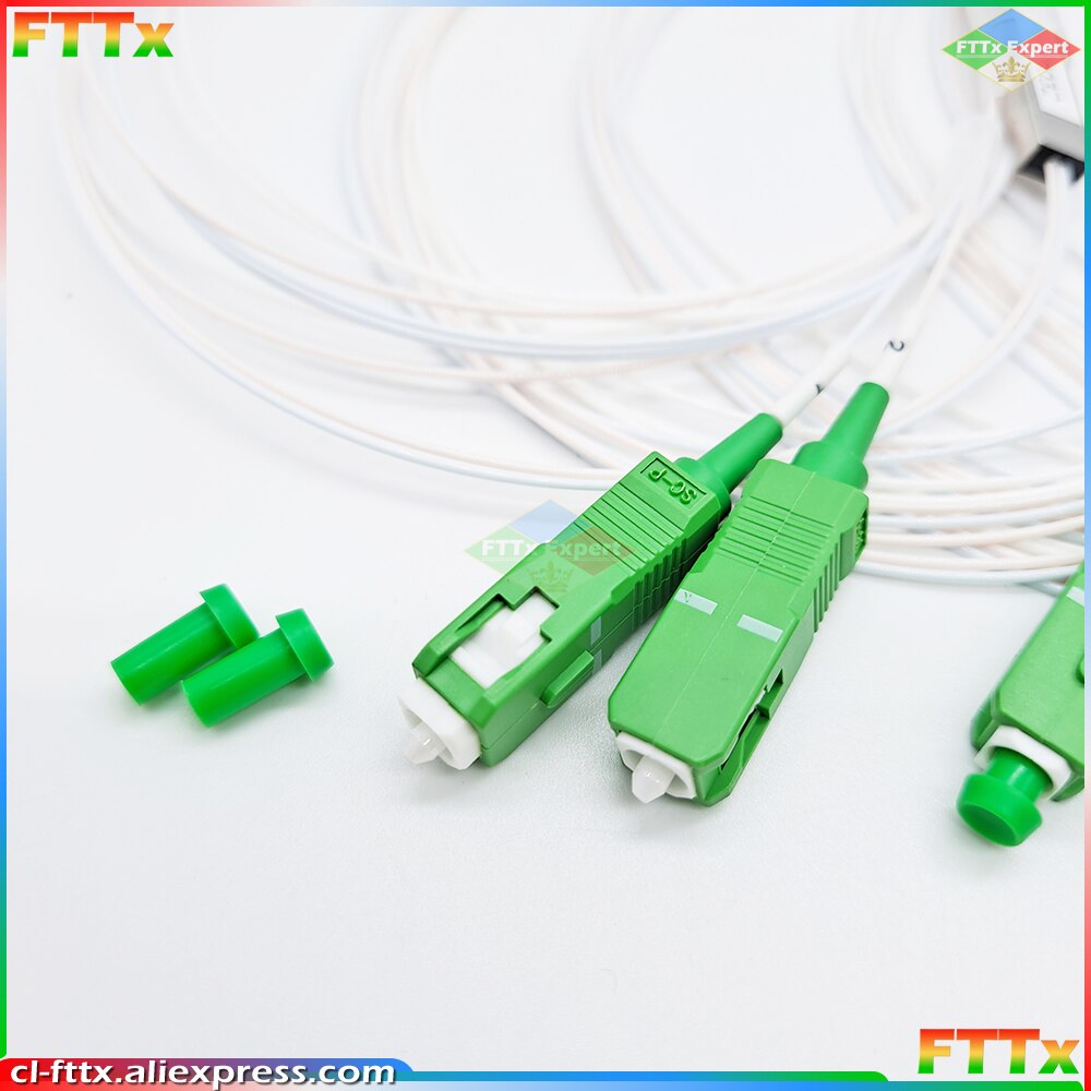 5pcs/lot Fiber Optical PLC Splitter SC 1 : 2 Mini steel tube type 1x2 0.9mm Fiber Opitc Splitter SC/APC Connector