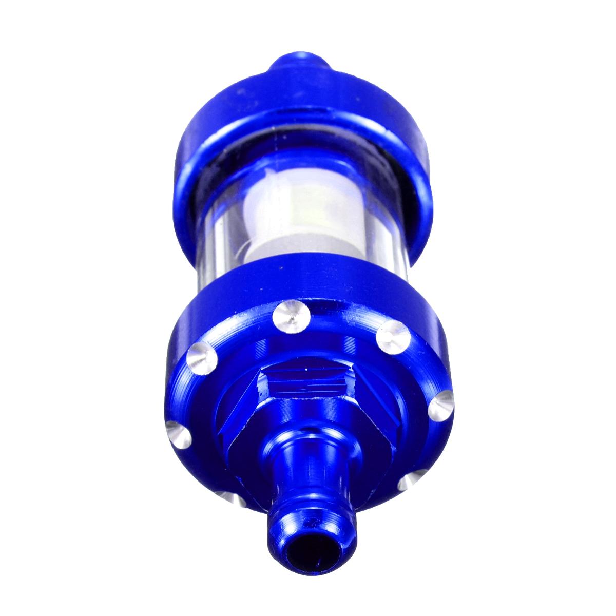 Filtro de combustible para motocicleta 1/4 ''6mm filtro de combustible transparente en línea corto filtro de combustible aleación de aluminio filtros de Auto 69mm de largo