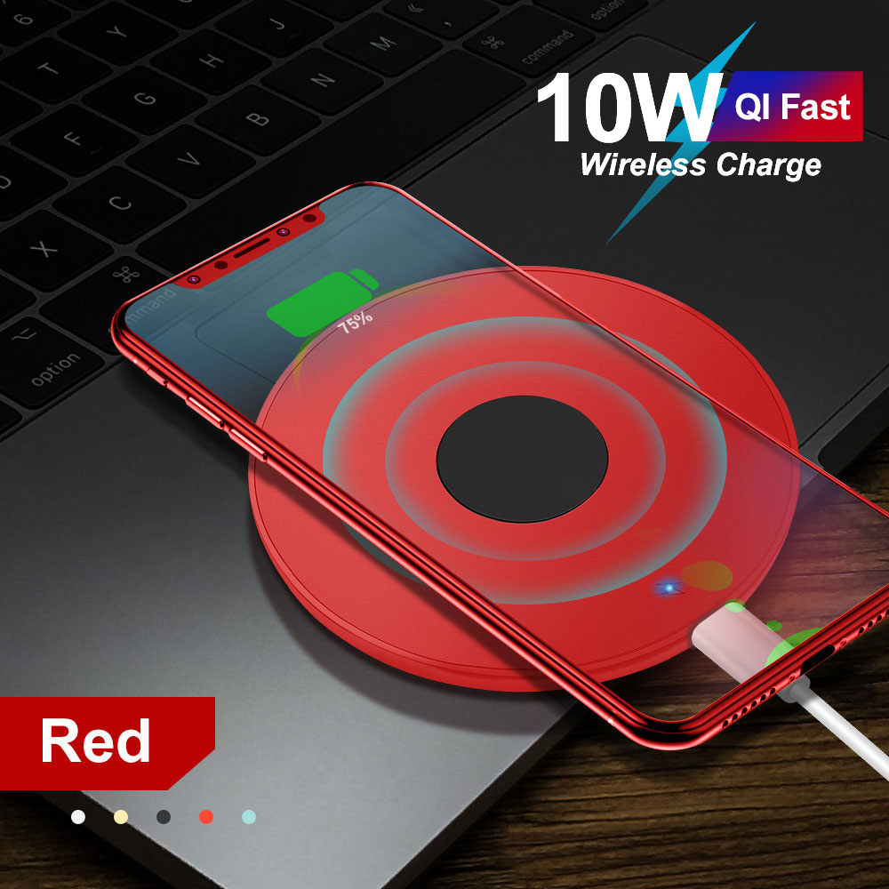 10w qi rask trådløs lading for iphone 11 pro x xs max xr for samsung  s8 s9 s10 pluss note 10 9 ladeplate trådløs lader