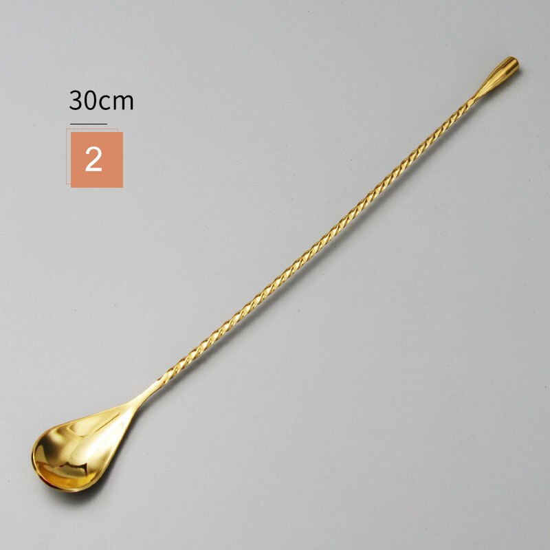 Barskedar rostfritt stål blandningssked 30cm spiralformad bar cocktailshaker sked bar verktyg hög: B
