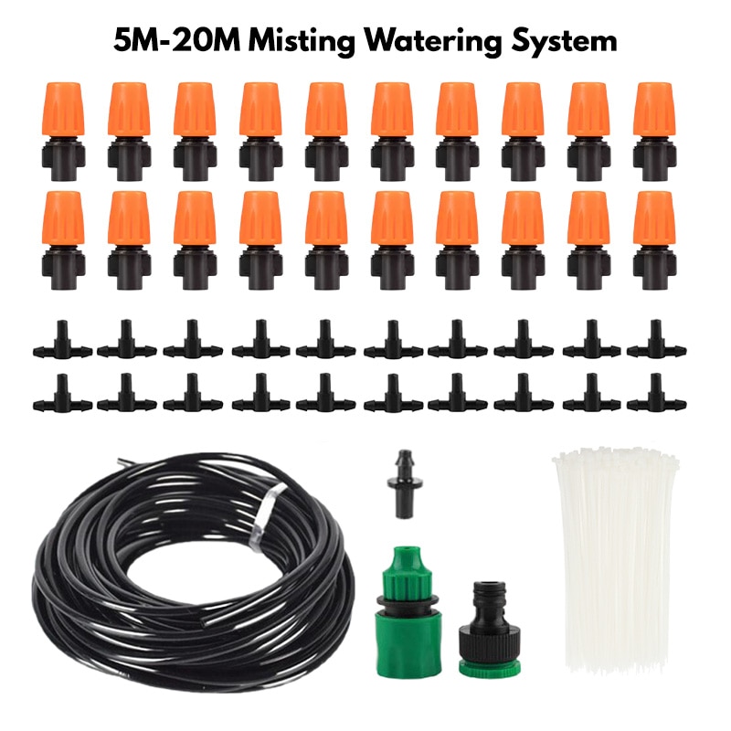 Mist Cooling Automatic Irrigation System Garden Drip Irrigation Device 5M-20M Misting Watering System Drip Kit Set