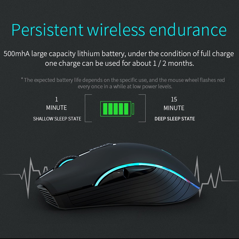 Wireless High Gaming Mouse bluetooth 2400 DPI ESports RGB Lighting Recharge Dual Mode Mouse 2.4G Mice for Macbook ASUS DELL HP