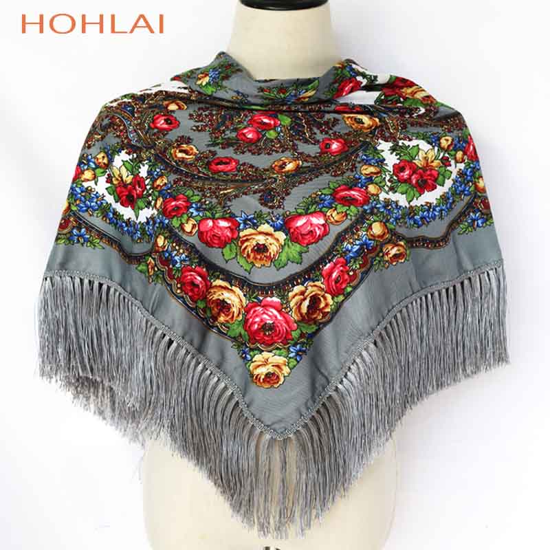 ¡Novedad de ! Bufandas cuadradas cálidas de para mujer, chales de niña estampados con borlas para invierno y otoño, bufanda de Manta: 2