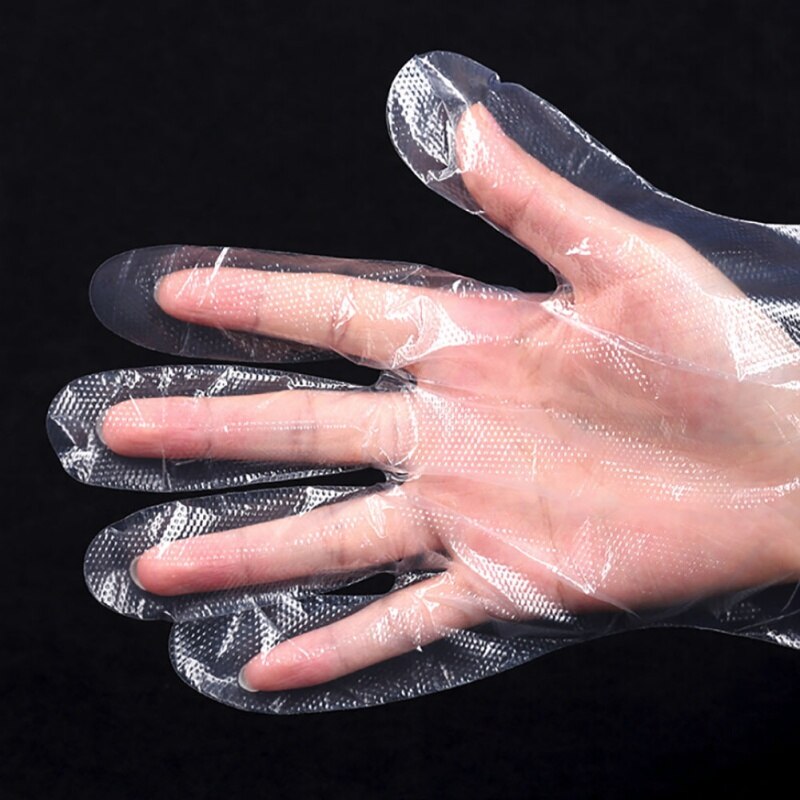 100 Pcs Disposable Gloves One-off Plastic Gloves Restaurant BBQ Transparent Eco-friendly PE Gloves Kitchen Garden accessories