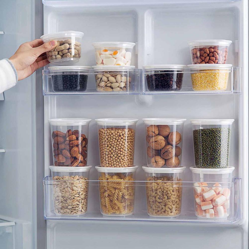 OTHERHOUSE 1Pc Kitchen Storage Containers Clear Plastic Container Candy Food Storage Jar Sealed Bottle Refrigerator Organizer