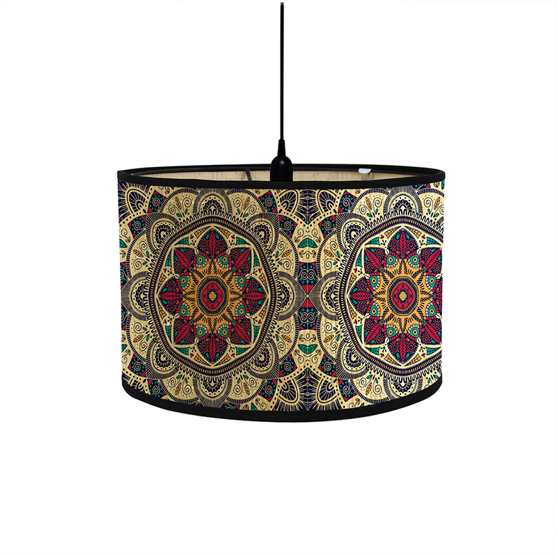 Pantalla de lámpara de pintura de paisaje de estilo japonés, cubierta de luz trenzada de bambú, pantallas de lámpara de pared de araña, pantalla de luz de Arte de Bambú: Beige