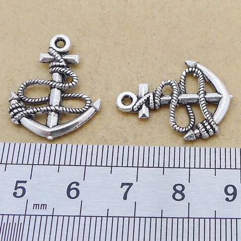 20 stück 19*24mm gemischt Legierung Antike Silber Farbe Stiefel Anker Charme Armbinde Keychain Anhänger Zubehör Für DIY schmuck Machen