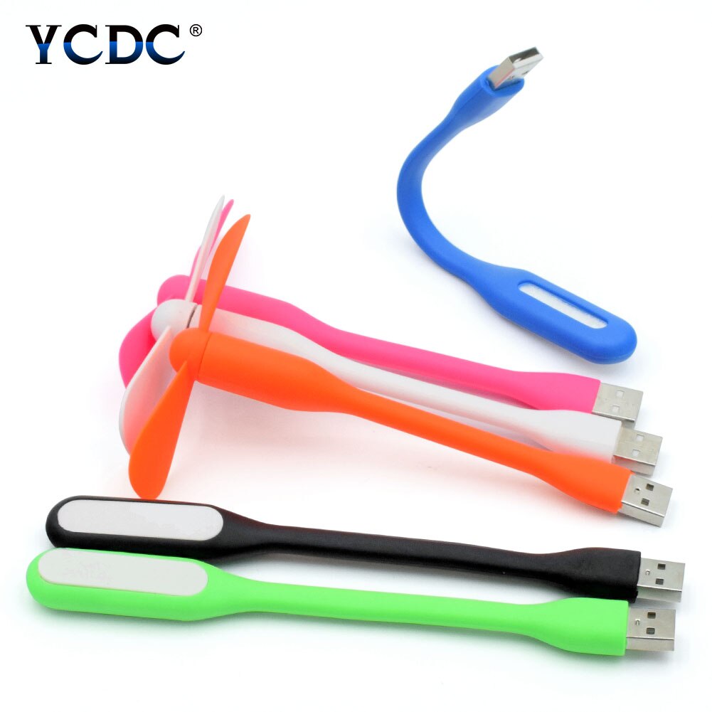 6 Colors Mini Flexible Portable Bendable USB Fan+LED Lamp Light Flexible For Apple Android Phone Laptop Desktop Power Bank