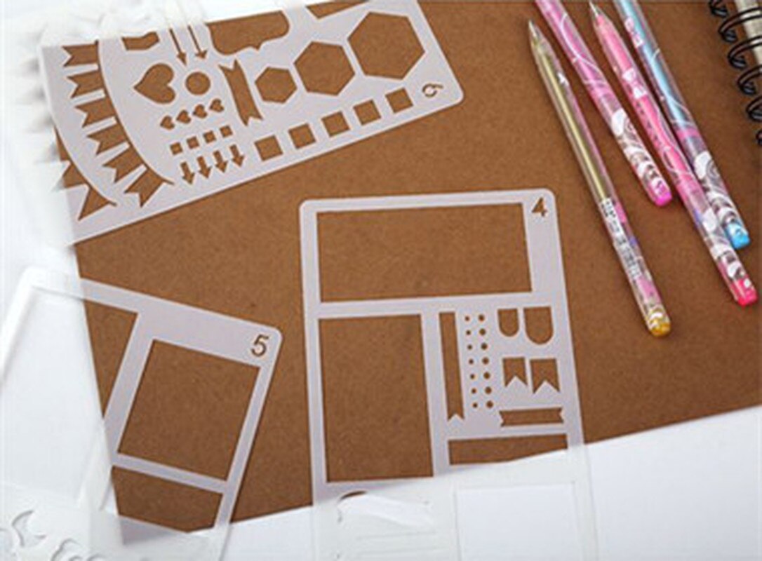 12pcs Bullet Journal Stencil Set Plastic Planner DIY Drawing Template Diary Planner Journal Notebook Diary Scrapbook