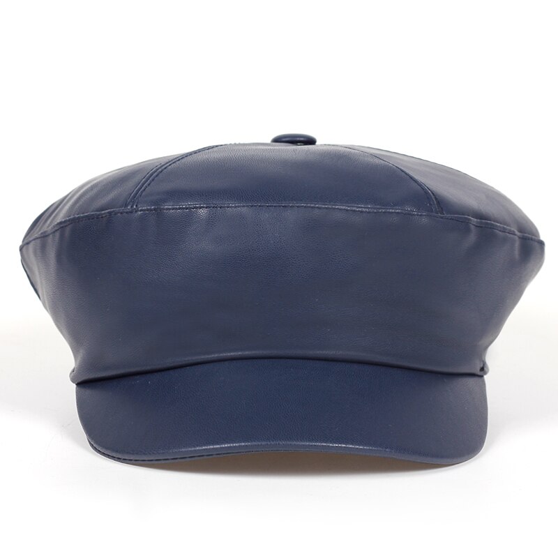 Gorros de piel sintética de para hombre y mujer, Boina negra, para primavera, Otoño e Invierno