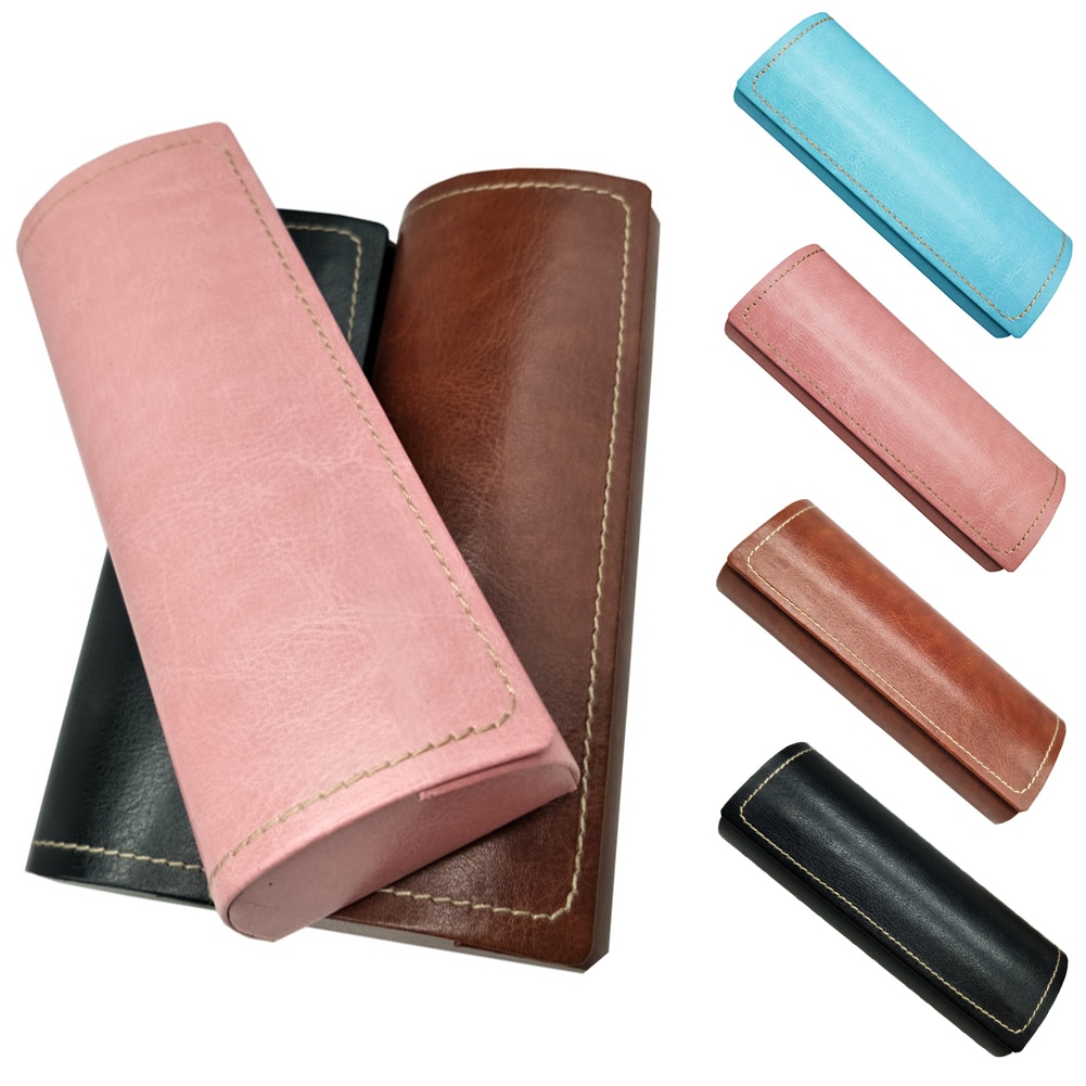 Leather Glasses Case For men Waterproof Hard Frame Eyeglass Case Women Reading Glasses Box Multicolor Spectacle Cases