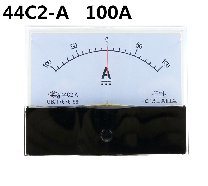 DC 0-100A 44C2 amperímetro de CC analógico 100A/75mV amperímetro de Panel de cabecera mecánica