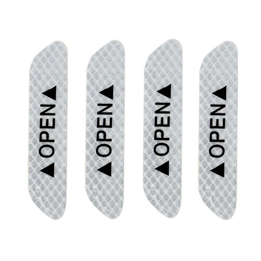 4PCS/SET Car Styling Warning Car Sticker Affixed To The Door To Open The Door Crash Safety Warning Stickers Reflective: White