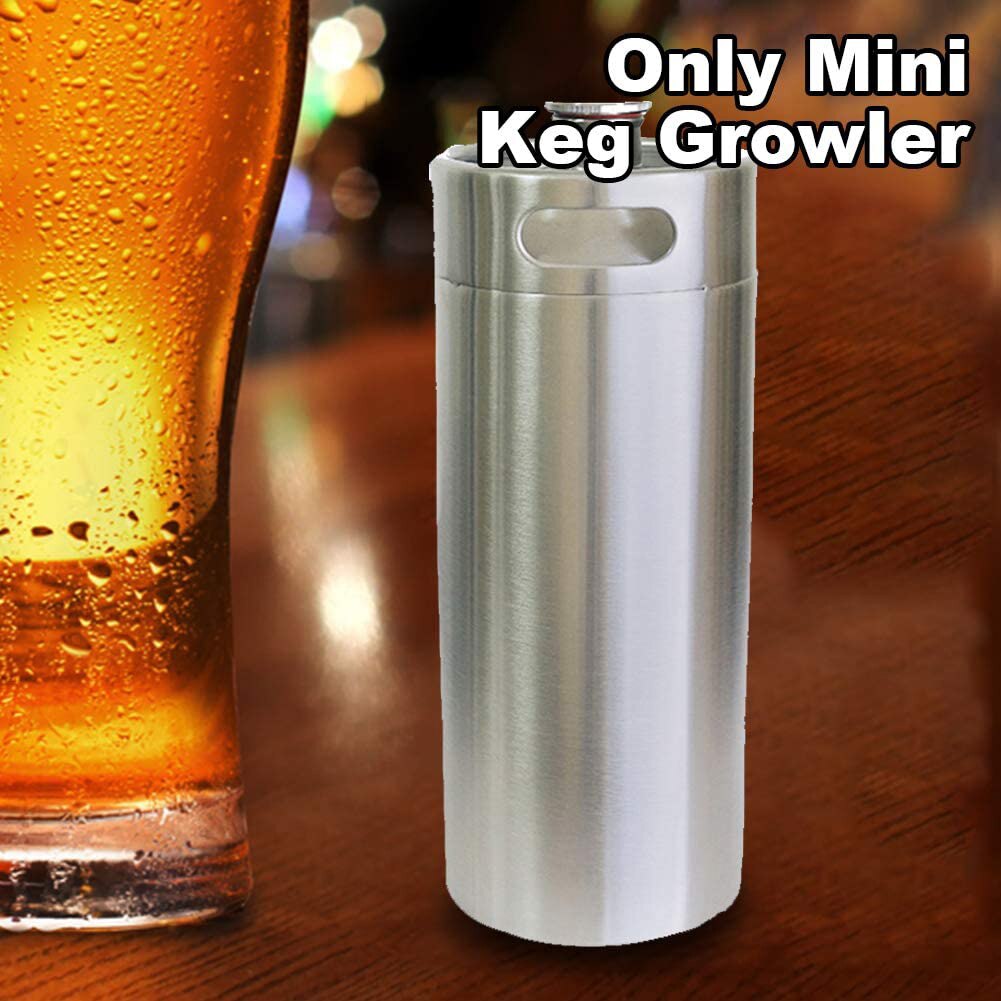 Mini Keg Growler Craft Beer Home Brew Beer Barrel 4L Stainless Steel Canteen for Home Kitchen Beer Shaking Supplies