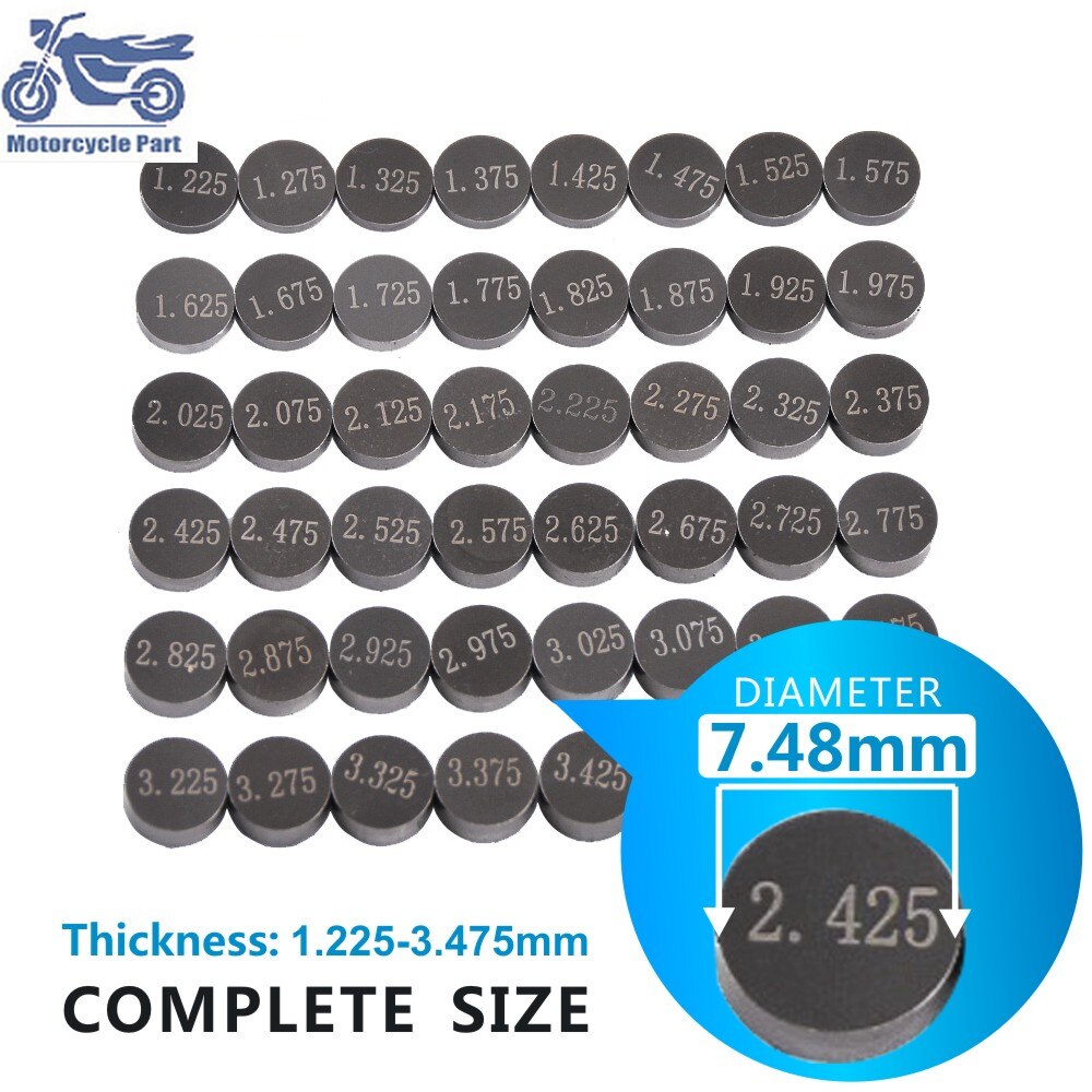 47pcs Motorcycle 7.48mm Adjustable Valve Shim Kit For Yamaha YZ250F WR250F GTS1000A FZS600 FZ6 FZS1000 FZ1 FZR600R FZR400 1000