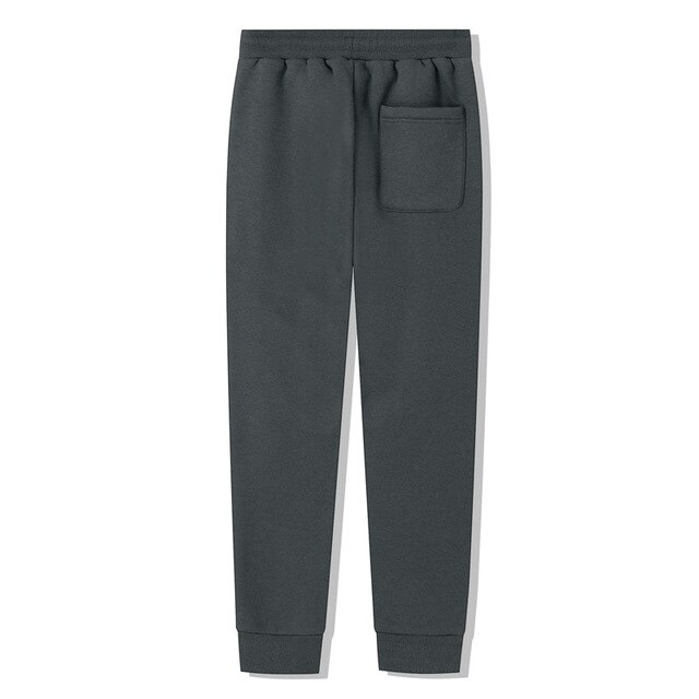 Mannen Joggers Thermische Fleece Running Broek: Grijs / L
