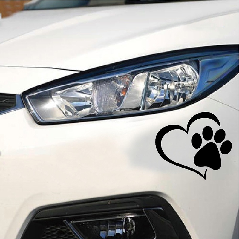Cute Dog Paw with Peach Heart Car Sticker Cool Paw 3D Animal Dog Foot Prints Footprint Decal Car Stickers