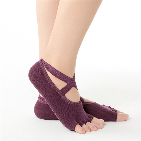 Calcetines de Yoga sin punta para mujer, antideslizantes, de secado rápido, con amortiguación, para Pilates, de buen agarre, de algodón suave, deportivos, de cinco dedos