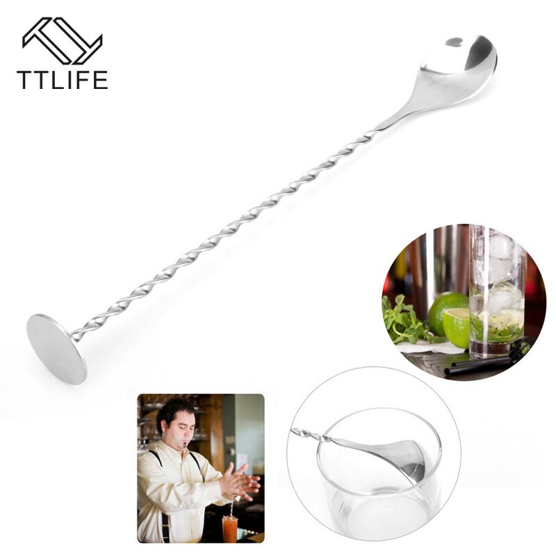 Ttlife ruostumaton teräs kierre baarilusikka swizzle stick kahvi cocktail mojito viini lusikat barware baarimikko työkalut tarvikkeet