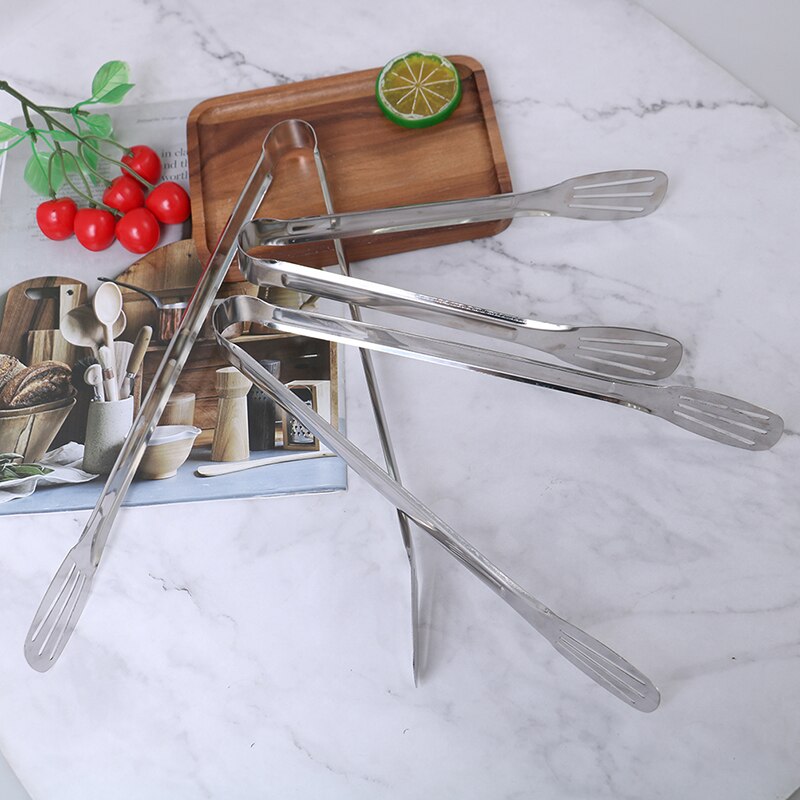 1pcs Anti Heat Stainless Steel Utensils Food Tongs Kitchen Buffet Cooking Tools Bread Clip Clamp BBQ Kitchen Tongs