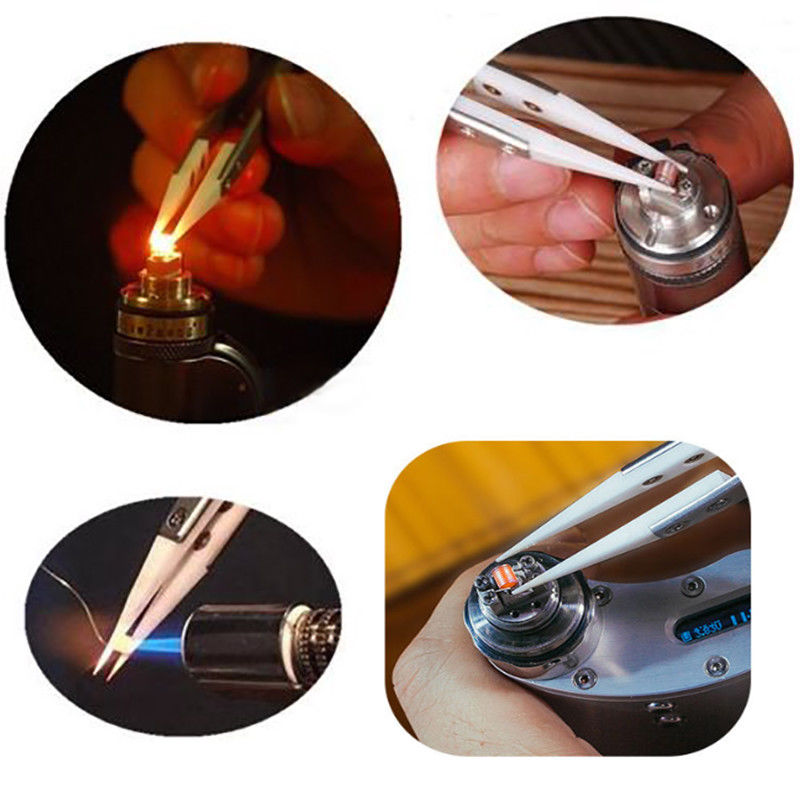 Gerade belegene Keramikpinzette zum Lözehn von Elektronik mit Edelstahlgriff, schwarze Pinzette, Handwerkzeug, Präzisionspinzette