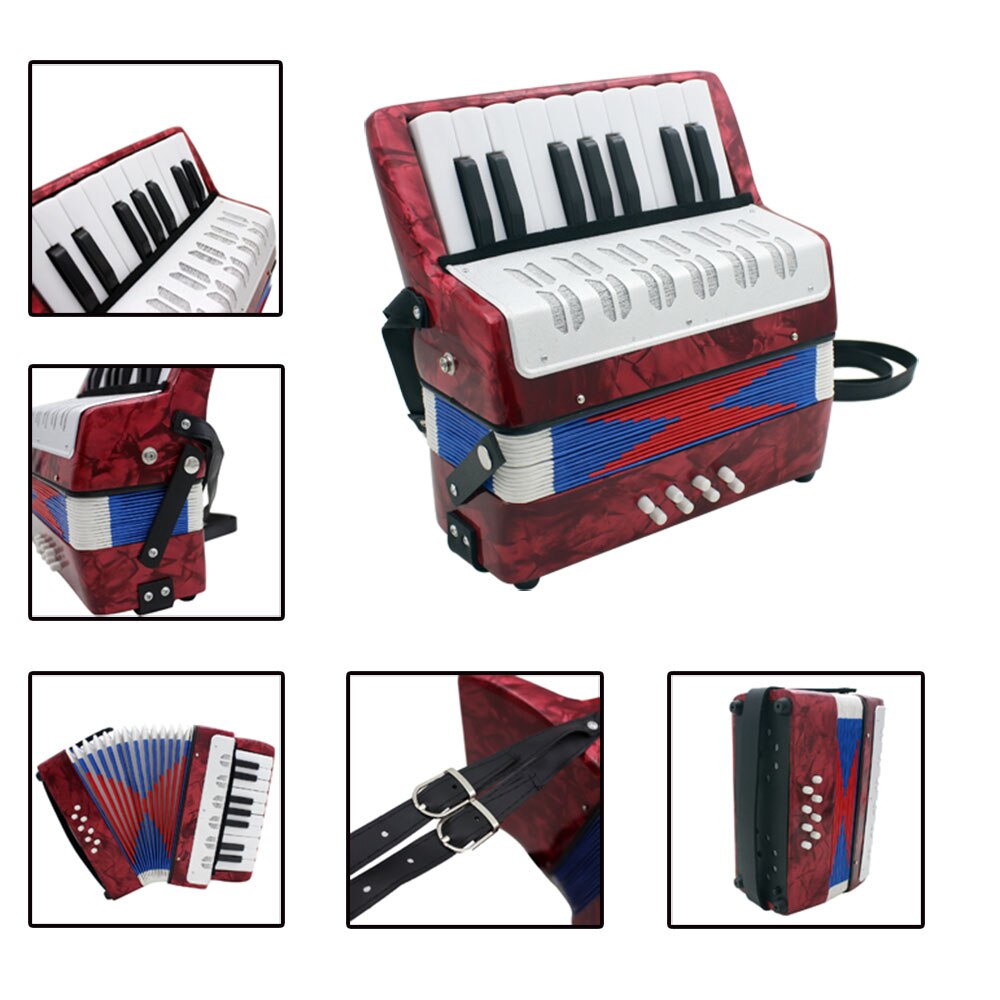 Mini liten 17- tangent 8 bas dragspel musikinstrument leksak för barn barn amatör nybörjare jul