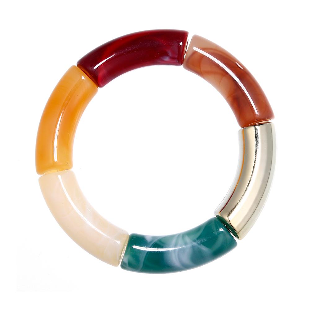 Visschaap goudkleurige acryl armbanden en bangles voor vrouwen hars stretch gebogen kralen buis bedel armband sieraden